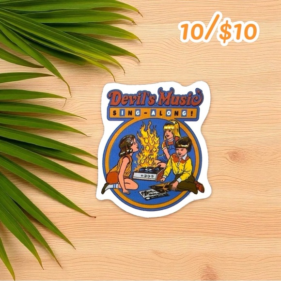 Devil’s Music Vinyl Sticker – Retro Sing-Along Design - Picture 1 of 1